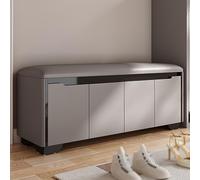 SnamicE Storage benches Entryway Shoe Storage Bench with Cushion and Adjustable Cubby Seat Small Shoe Rack Bench for Bedroom Living Room Hallway Closet End of Bed,Gray Black-120x35x48cm