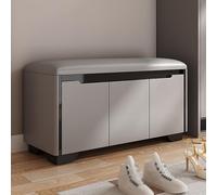 SnamicE Storage benches Entryway Shoe Storage Bench with Cushion and Adjustable Cubby Seat Small Shoe Rack Bench for Bedroom Living Room Hallway Closet End of Bed,Gray Black-90x35x48cm