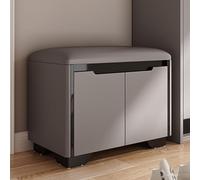 SnamicE Storage benches Entryway Shoe Storage Bench with Cushion and Adjustable Cubby Seat Small Shoe Rack Bench for Bedroom Living Room Hallway Closet End of Bed,Gray Black-60x35x48cm