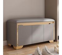 SnamicE Storage benches Entryway Shoe Storage Bench with Cushion and Adjustable Cubby Seat Small Shoe Rack Bench for Bedroom Living Room Hallway Closet End of Bed,Gray Gold-90x35x48cm
