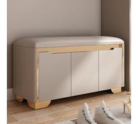 SnamicE Storage benches Entryway Shoe Storage Bench with Cushion and Adjustable Cubby Seat Small Shoe Rack Bench for Bedroom Living Room Hallway Closet End of Bed,Brown Gold-90x35x48cm