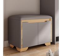 SnamicE Storage benches Entryway Shoe Storage Bench with Cushion and Adjustable Cubby Seat Small Shoe Rack Bench for Bedroom Living Room Hallway Closet End of Bed,Gray Gold-60x35x48cm