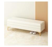 SnamicE Storage benches Storage Bench Upholstered Storage Bench with Nailhead Trim | Ottoman with Storage for Living Room & Bedroom | Decorative Home Furniture End of,White-80 * 40 * 40cm