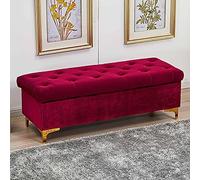 SnamicE Storage benches Velvet Storage Ottoman Bench Upholstered Seat for Bedroom Living Room Shoe Bench with Multifunctional Storage Gray 80x45x40cm,Red-80x45x40cm(31x18x16inch)