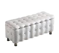 SnamicE Storage stool Rectangular Storage Ottoman Footstool with Hinged Lid, Nordic Simplicity Living Room Sofa Bench Bedroom Bed End Stool Living Room Shoe Changing,White-3D x 2W x 1H cm