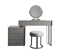 SnamicE Vanity Desk Vanity Desk Solid Wood Dressing Table Bedroom Nightstand Led Illuminated Mirror Vanity Table with Vanity Stool and Sideboard Gorgeous,80CM,80CM