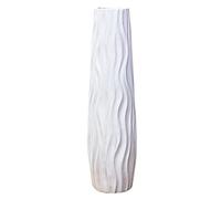 SnamicE Vase Corrugated Pattern Ceramic Vase Table Decoration Home Decoration Black and White Simple Floor-Standing Large Vase,White,11×46cm,White-11×46cm