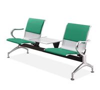 SnamicE Waiting Room Chairs,Black PU Leather Reception Bench with Arms & Table, 2-Seater Waiting Room Chairs for Office, Airport, Bank, Stylish & Comfortable,2-seater-green