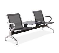 SnamicE Waiting Room Chairs,Green 2 Seat Reception Chairs with Table & Arm, Waiting Room Bench for Office, Bank, School, Barbershop, Airport - Comfortable,Black
