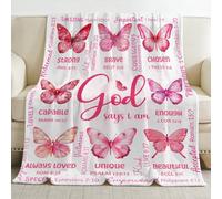 Snanna Butterfly Bible Verse Blanket, Religious Gifts for Christian