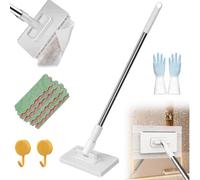 Snap and Grip Mop, Zero Touch Mini Mop, Automatic Cloth Clip No Wash Mops, Disposable Dust Mops with Reusable Cloths, 39inch Locking Handle Wet & Dry, for Gaps & Multi-Surface (1pc*5 cloth)