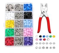 Snap Button Fastener Kit 200PCS, Press Studs with Pliers for DIY Clothing | Durable Metal No-Sew Buttons, 10 Colors & 9.5mm, for Bags & Crafts, Easy Install with Pliers, Great for DIY Projects