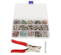 Snap Button Fastener Kit, 5 Claw Metal Buckle Tool Set,200 Sets Snap Fasteners Kit, No-Sew Press Stud Buttons with Pliers - 9.5mm Metal Snap Buttons for Clothing, Bags & DIY Crafts