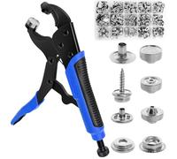 Snap Button Fastener Kit, Heavy Duty Snap Fastener Tool with 40set (15mm) Snaps, Adjustable Vice Grip Snap Setter Tool for Replacing Metal Snaps, Boat Covers, Canvas, Sewing, Tarps (Blue)