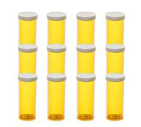 Snap Cap Prescription Vials, Amber Medicine Containers, Bottles Easy Open Pill Organizers, Empty with Plastic Caps (16 dram, 12pcs)