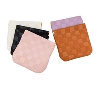 Snap Closure Leather Organizer Pouch, 5PCS 4.7x4.7 Inch PU Small Makeup Bag, Portable Small Pouches for Purse Coin Lipstick Cosmetic Accessories, No Zipper, Purse Organizer Pouches