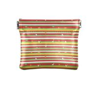 Snap Closure Organizer Pouch Skulls Pink Peonies Coin Purses Waterproof Cosmetic Bag for Travel Size 4.3" X 3.7", Stripes Green Red Yellow White, One Size, Stripes Green Red Yellow White