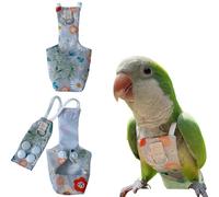 Snap-Closure Parrot Diaper Flight Suit for Cockatiels, Lovebirds & Medium Birds Cotton Washable Escape-Proof Harness with Leash Set (Moon Wheel Model+1 Meter Rope)(Peony Model)