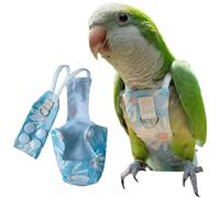Snap-Closure Parrot Diapers with Adjustable Leash - Washable Bird Flight Suits for Cockatiels, Sun Conures & Quaker Parrots Secure & Chew-Resistant (Blue Monk Model+1 Meter Rope)(Moon Wheel Model)