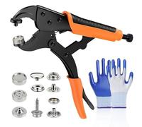 Snap Fastener Kit, Heavy Duty Snap Button Plier Poppers Fasteners Vice Grip Press Studs Setter Tool with 3 Dies and 20 Sets Metal Poppers for Boat Cover Replacement