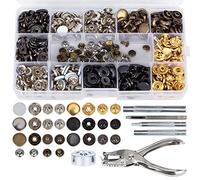 Snap Fasteners Kit 120 Sets 12.5mm Metal Snap Button Press Studs with Punch Plier and Fixing Tools for Purse, Leather, Coat, Jacket, Jeans, Bags, DIY Craft, Shoes, Belts Repair & Decoration