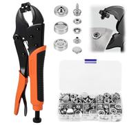 Snap Fasteners Kit - Heavy Duty Snap Button Plier with 40 Sets 15mm Snaps, Adjustable Vice Grip Metal Snaps Buttons Set for Replacing Metal Snaps, Repairing Boat Covers, Canvas, Sewing, Tarps, DIY