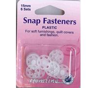 SNAP FASTENERS PRESS STUDS 6 sets 15mm Plastic
