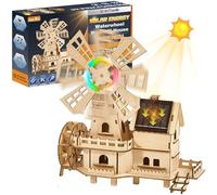 Snap-Fit Solar 3D Wooden Puzzle | Tools-Free STEM Waterwheel Windmill House Building Toy | Science Woodcraft Construction Model Kit for Kids 8-15 & Adults,Adopt Basswood-Safe&Sturdy