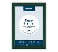 Snap Frame A4 Green, 25mm Anodised Aluminium, Anti-Reflective Cover | outer 241x328 mm, visible area 190x277 mm, 11 mm deep, mitred corners, grey back panel, 4 screws and 4 plugs included