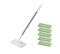 Snap Grip Mini Mop, 100CM Cloth Changing Mini Mop, Portable Clever Snap-Grip Minimop 360° Rotating Zero Touch MiniMop for Multi Surface Mirror Floor Cleaning (with 5 cloths)
