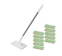 Snap Grip Mini Mop, 100CM Cloth Changing Mini Mop, Portable Clever Snap-Grip Minimop 360° Rotating Zero Touch MiniMop for Multi Surface Mirror Floor Cleaning (with 10 cloths)