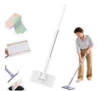 Snap Grip Mini Mop,Automatic Cloth Changing Mini Mop,360° Retractable Flat Gap Cleaner with Locking Head & 5Pcs Sweeping Cloths,Clever Snap-Grip MiniMop,Zero Touch Minimop,for Home Bathroom (White)
