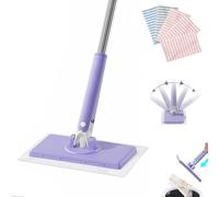 Snap Grip Mini Mop,Automatic Cloth Changing Mini Mop,360° Retractable Flat Gap Cleaner with Locking Head & 5Pcs Sweeping Cloths,Clever Snap-Grip MiniMop,Zero Touch Minimop,for Home Bathroom (Purple)