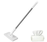 Snap Grip Mini Mop, Automatic Cloth Changing Mini Mop, No Wash Lazy Mops, Compatible with Reusable Towels & Disposable Wipes for Floor Wall Bathroom Kitchen (White,111cm)
