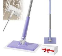 Snap Grip Mini Mop, Clever Snap-Grip Mini Mop, Lazy Mops Clip On with One-Button Clamping, Automatic Cloth Changing Mops, 360 Rotating Wet And Dry Mops for Floor Wall Bathroom (Purple, 95cm)