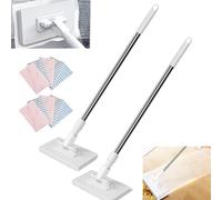 Snap Grip Mini Mop, Clever Snap-Grip Mini, Zero Touch, No Wash Disposable Dust with Locking Head & Reusable Sweeping (2 Mop+10 Cloths)