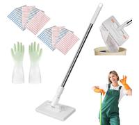 Snap Grip Mini Mop,Clever Zero Touch Mini Mops With One-Click Cloth Change, Retractable Gap Dust Cleaner Flat Mops With Locking Head & Sweeping Cloths, 40inch Handle, No Wash (1*mop+10*cloth)