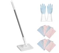 Snap Grip Mini Mop, Cloth Changing Mini Mop For Bathroom, Clever Snap-Grip Mini Mop, Disposable Dust Mop With 10 Reusable Cloths (1Set)