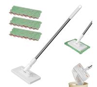 Snap Grip Mini Mop, Convenient Cloth Changing Mini Mops, Lazy Mop Clip On with Reusable Cloths, Portable Wet Dry Mops for Floor Wall Bathroom Kitchen (with Cloths*3)