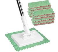 Snap Grip Mini Mop, Convenient Cloth Changing Mini Mops, Push Pull Quick Change Mops, Automatic Zero Touch Cloth, for Floor Bathroom Kitchen (1 Mop 10 Cloths)
