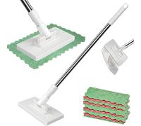 Snap Grip Mini Mop, Hands-Free Automatic Cloth Changing Mop with 360° Rotating Head, Clip-On Design for Face Towels, Portable Cleaning Tool for Floor Bathroom Kitchen (1*PCS+5*cloth)