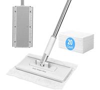 Snap Grip Mini Mop - Lazy Mop Clip-On with 20 Pieces Disposable Cleaning Wipes, Hands-Free Automatic Cloth Change & 360° Rotation, Disposable Dust Mop for Floor, Wall, Bathroom, Kitchen, and Glass