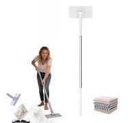Snap Grip Mini Mop Lazy Mops, Convenient Cloth Changing Mop, Zero Touch Sweeper Mops with Stainless Steel Handle, Includes 4 Sweeping Cloths (White, 71cm)