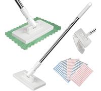 Snap Grip Mini Mop, Lazy Mops with One-Click Cloth Change, Locking Head with Sweeping Cloths for Wet & Dry Cleaning, Long Handle Stick for Multi-Surface Cleaning (1 Mop + 5 Clothes)