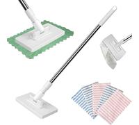 Snap Grip Mini Mop, Lazy Mops with One-Click Cloth Change, Locking Head with Sweeping Cloths for Wet & Dry Cleaning, Long Handle Stick for Multi-Surface Cleaning (1*Mop+5*Cloth)
