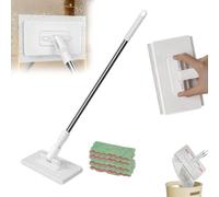 Snap Grip Mini Mop - One-Click Cloth Change Lazy Mop, 39" Retractable Handle with 4 Reusable Cloths, for Contactless Window, Kitchen, Car & Multi-Surface Wet Dry Cleaning(1 Mops + 4 Cloths)