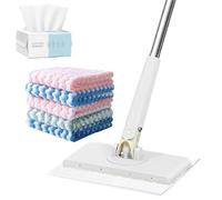 Snap Grip Mini Mop, Zero Touch Mini Mop, 360° Reusable Lazy Mo-p Clip on, Cloth Changing Mi-ni Mops, Automatic Cloth Changing Mops, Clever Snap-Grip MiniMop, for Home Bathroom (White, 92cm/36.22IN)