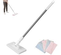 Snap Grip Mini Mop, Zero Touch Mini Mop with Disposable & Reusable Cloths, 360° Flat Dust Mop, Wet & Dry No Wash Cleaning Stick, Long Handle for Floors, Walls & Gaps (10Mopping Cloth)