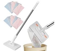 Snap Grip Mini Mop, Zero Touch No Wash Cloth Changing Mop for Swiffer Pads & Face Towels, Adjustable Handle for Wet Dry Floor Cleaning on Tile, Hardwood, Corners (10 Cloths)