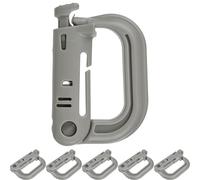 Snap hook, 6 pieces, D-shaped, made of plastic, in grey, Molle carabiner for tactical equipment, belt, rucksack, key ring, plastic carabiner clip belt loop, ABS outdoor hanger hooks